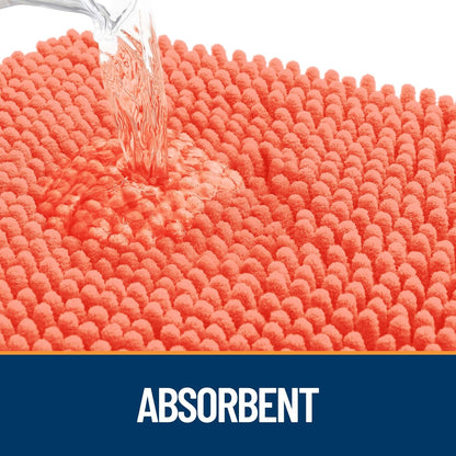 OLANLY Dog Door Mat - Absorbent Non-Slip Washable Chenille Mat for Muddy Paws | 40x24 Coral