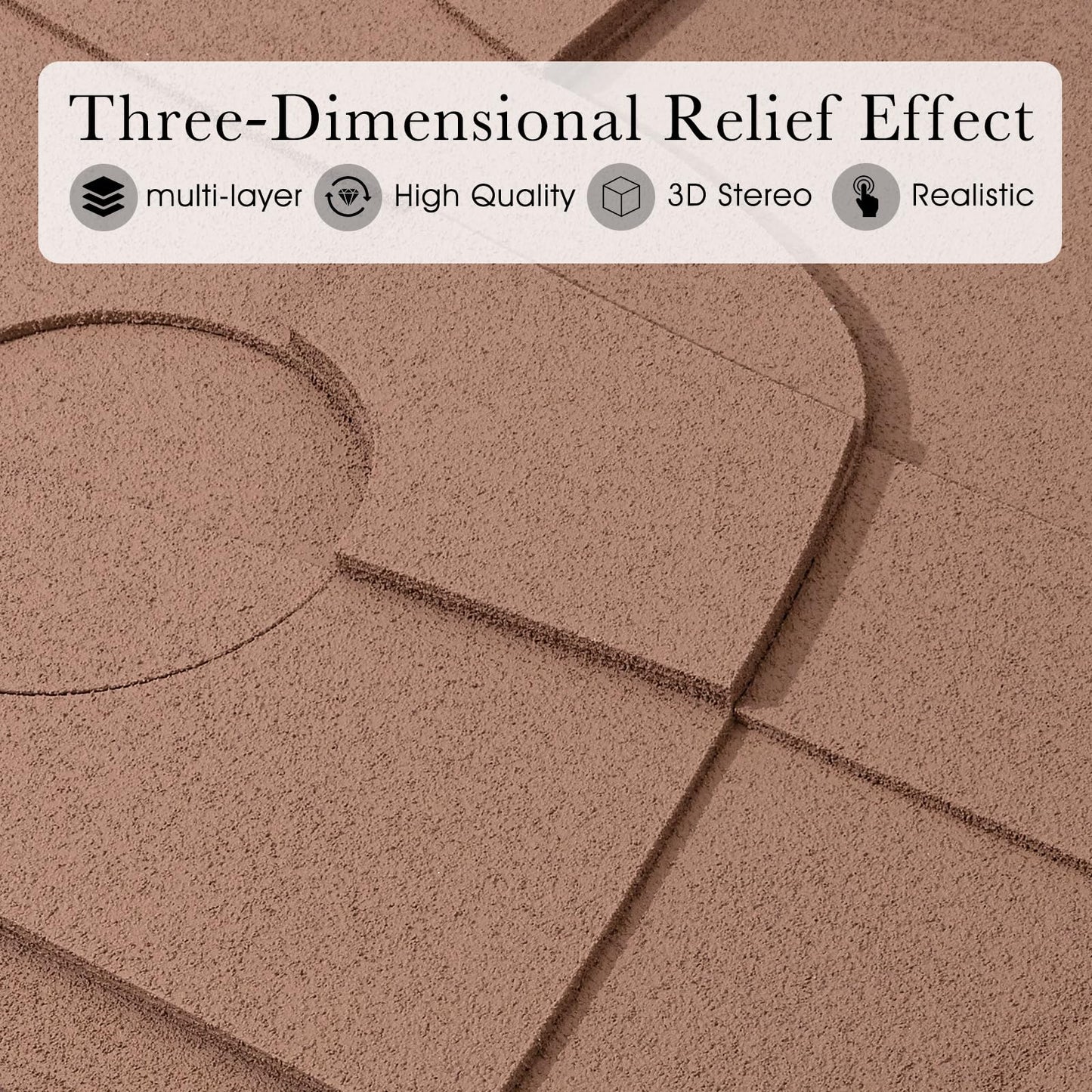 AMAATE 3 Pieces 3D Sandstone Wall Art, Black Metal Framed Modern Abstract Geometric Relief Wall Decor, Brown White Textured Wall Paintings for Living Room Bedroom Office, 24x36 Inches, Ready to Hang