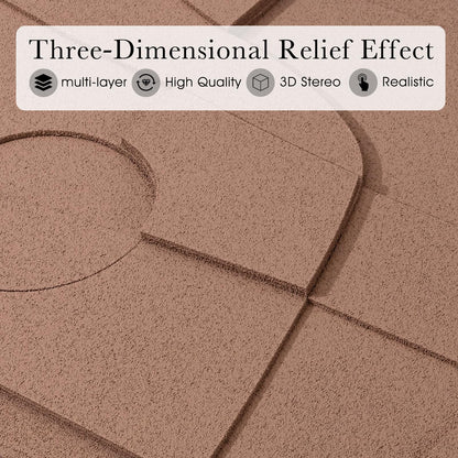 AMAATE 3 Pieces 3D Sandstone Wall Art, Black Metal Framed Modern Abstract Geometric Relief Wall Decor, Brown White Textured Wall Paintings for Living Room Bedroom Office, 24x36 Inches, Ready to Hang