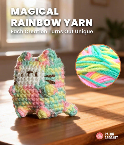 PAITIN Crochet Kit for Beginners – DIY Cat Amigurumi Crochet Kit, Easy Crochet Kits with Step-by-Step Video Tutorial and Beginner Handbook
