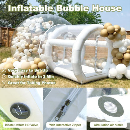 Eachup 10FT Inflatable Balloon House for Kids Adults,TPU White Commercial Inflatable Bubble House Ball Pit,Bubble Tent Dome Playground Set with Double Blower for Backyard Birthday Wedding Party