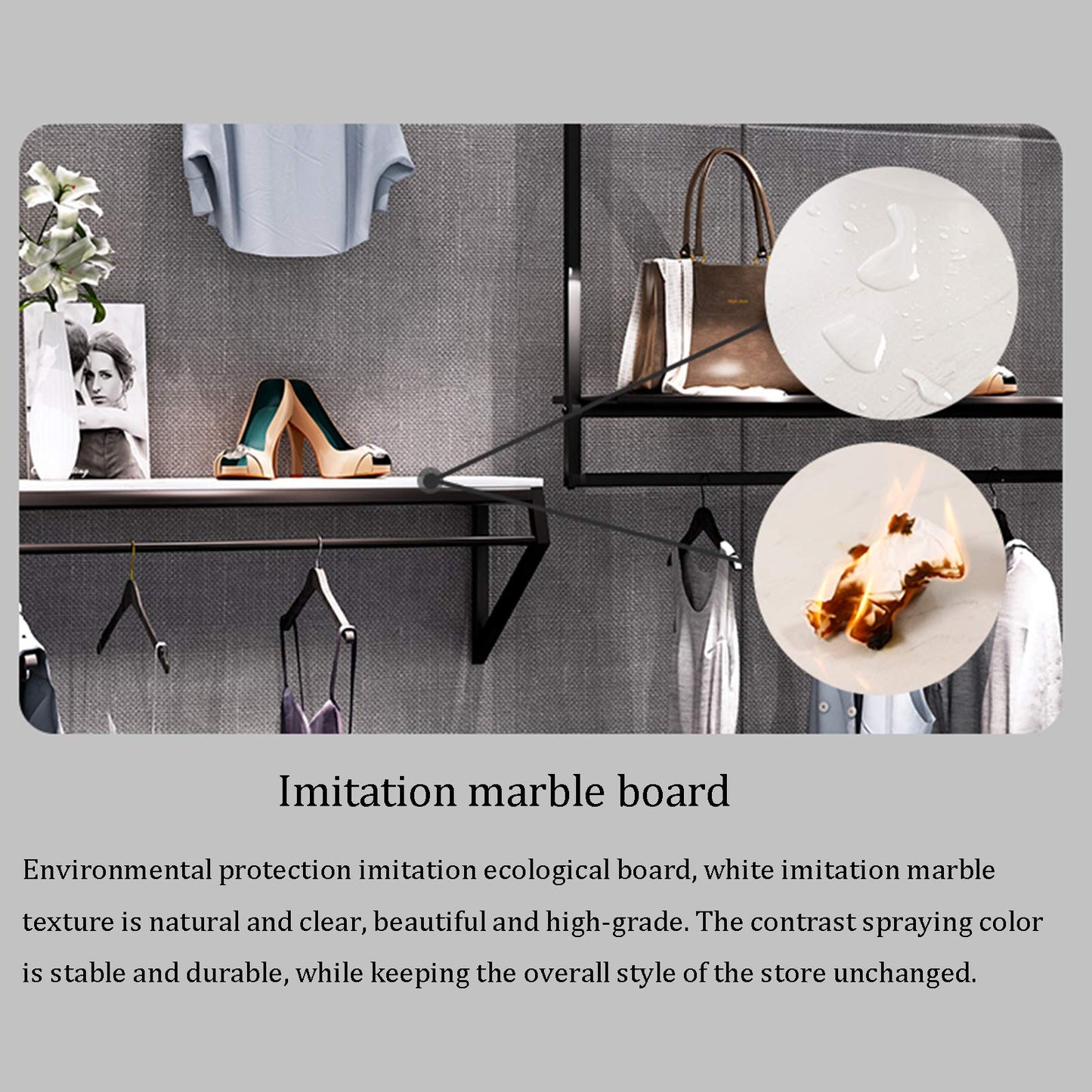 JHNKOJ Heavy Wall-Mounted Metal Garment Rack, Commercial Clothing Store Display Rack Suspended Ceiling Hanger, Clothes Hanger Rod for Retail Stores,H