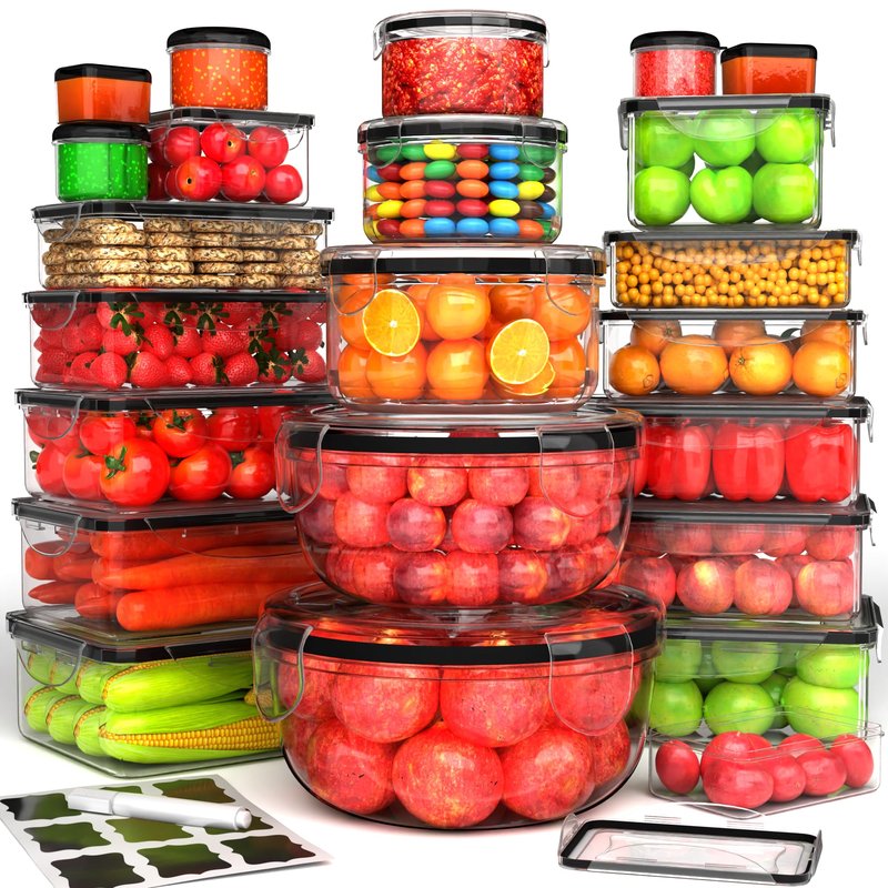 44 Pcs Food Storage Containers with Lids Airtight- (22 Stackable Boxes-22 Lids) Plastic Meal Prep Container for Pantry Kitchen Organization, Microwave, Dishwasher, Freezer Safe -100% Leak Proof