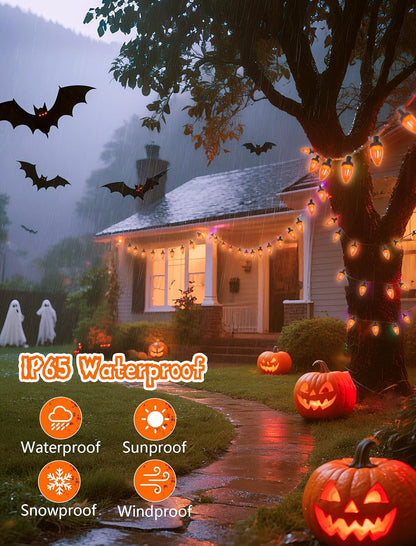 26ft C7 50 SUNSGNE Orange String Lights Outdoor, Halloween Outdoor Light with LED Orange Lights for Halloween Yard