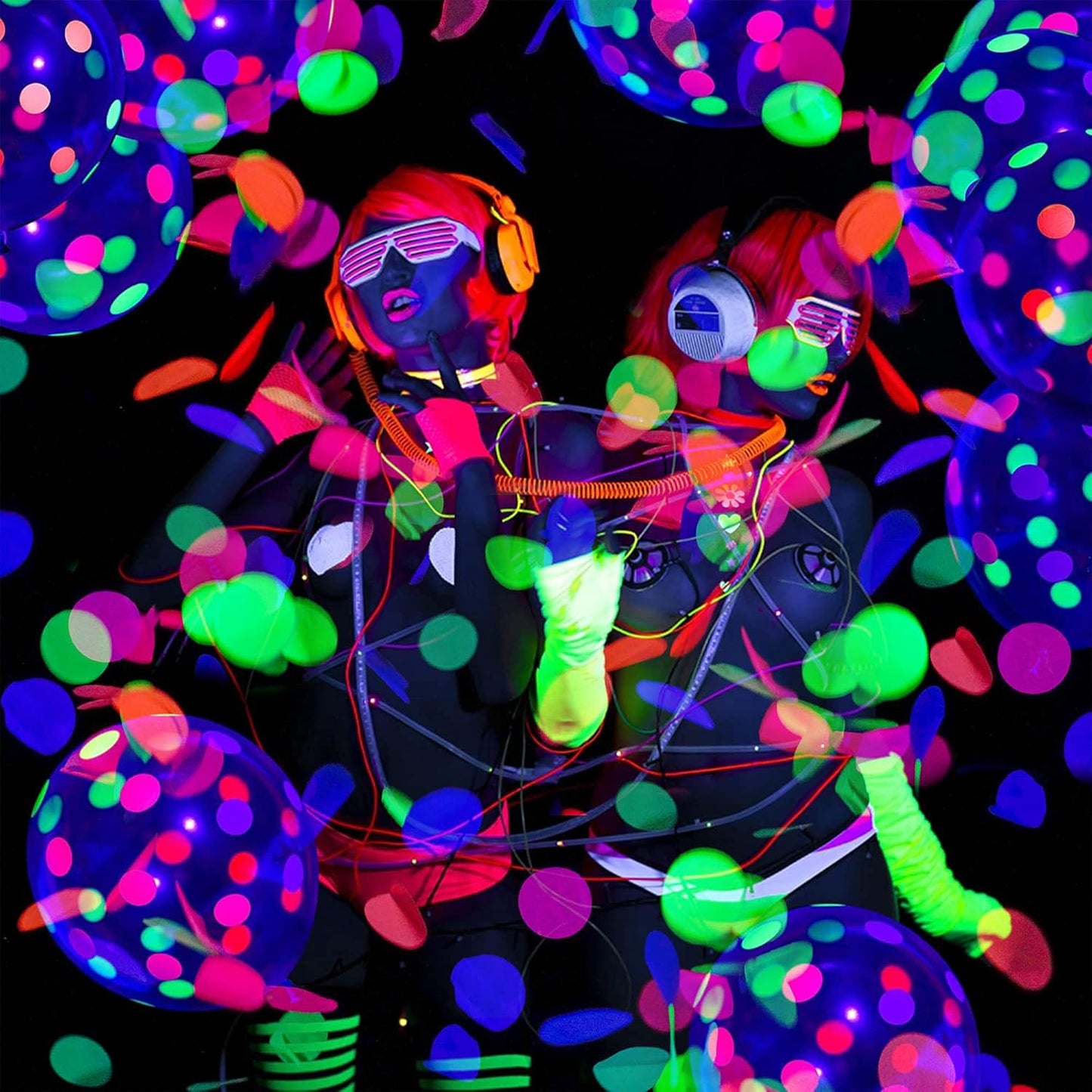10000 pieces UV Neon Round Confetti - 5 Colors Neon Fluorescent Tissue Dot for Blacklight Party Supplies