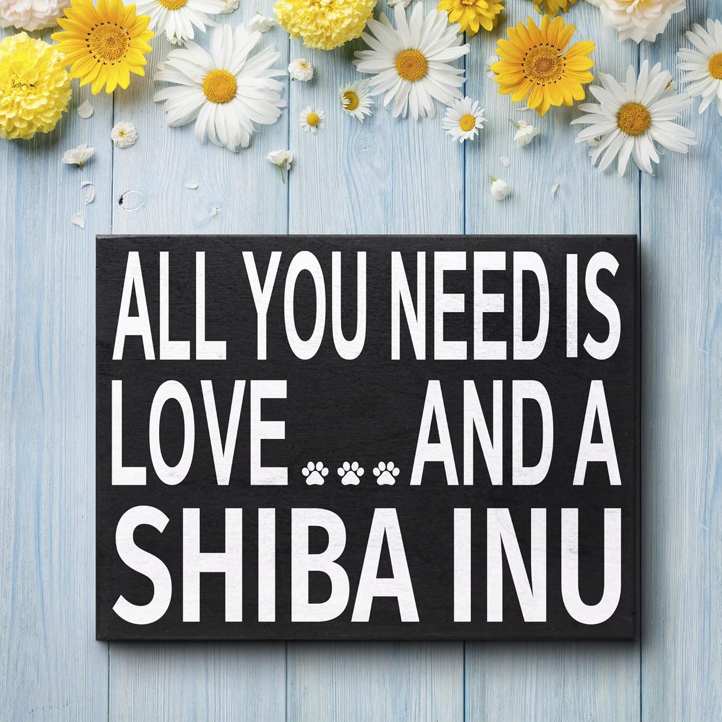 JennyGems Shiba Inu Gifts, All You Need Is Love and a Shiba Inu Wooden Sign, Shelf Decor and Wall Hanging, Made in USA