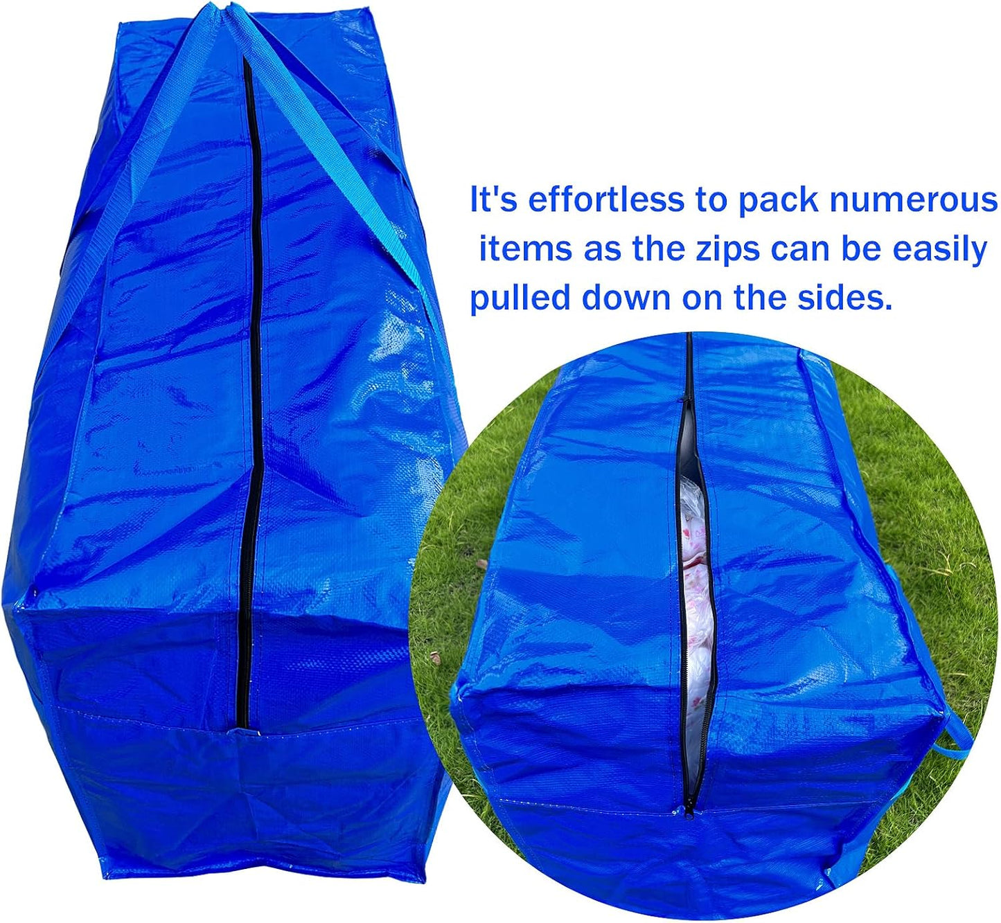 Skiennix 66 Gallon Extra Large Storage Bags - Heavy Duty Waterproof Duffle Bag with Zipper & Strong Handles for Travel