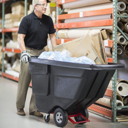 Rubbermaid Commercial Products Tilt Dump Truck/Trash Cart/Garbage Collection/Recycling, 1/2 Cubic Yard, Waste Collection, 1250 lbs capacity, Black, for Office/Warehouse/Facility Management
