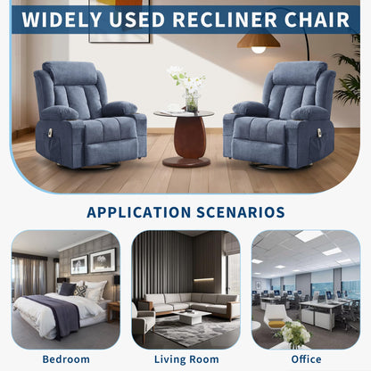 GarveeLife Rocking Recliner Chair for Nursery Glider Recliner with Cup Holder Swivel Rocker with Upholstered Deep Seat Comfy Single Sofa for Living Room Blue