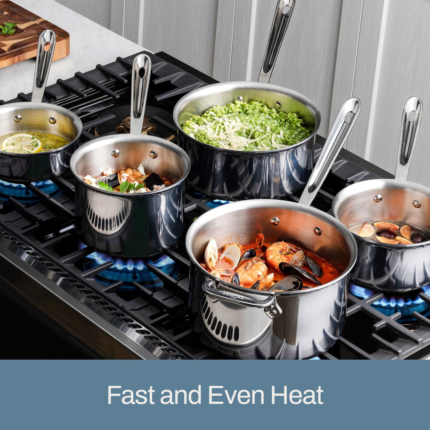 All-Clad D3 3-Ply Stainless Steel Sauce Pan with Lid 2 Quart, Induction, Oven Broiler Safe 600F, Multipurpose, Compatible w/ All Cooktops, For Restaurant or Home Kitchen, Pots & Pans, Cookware, Silver