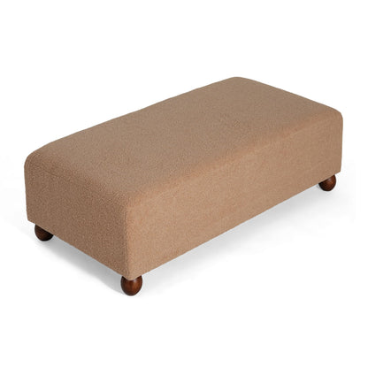 Christopher Knight Home Rika 48" Comfy Boucle Upholstered Bedroom Bench, Ottoman Bench with Rounded Wooden Legs, Spacious Seating, Long Footstool for Living Room, Entryway Bench, Tan Brown