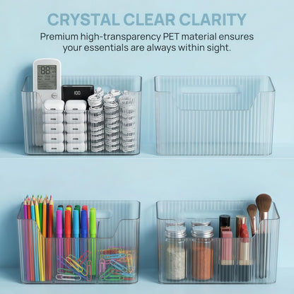 SXSWNSDLX 2 Pack Cabinet Door Organizer, Clear Storage Caddy, Adhesive Wall Mounted Organizer Bins, with Self Adhesive Tape, for Bathroom, Kitchen, Cabinet, Living Room