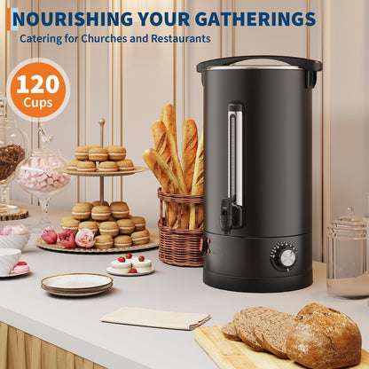 PioneerWorks 18 L/120 Cups Coffee Urn, Double-Wall Stainless Steel Coffee Maker Hot Water Urn, Large Capacity Hot Coffee Dispenser, Quick Brew, Stays Hot for Tea & Beverage at Events & Catering