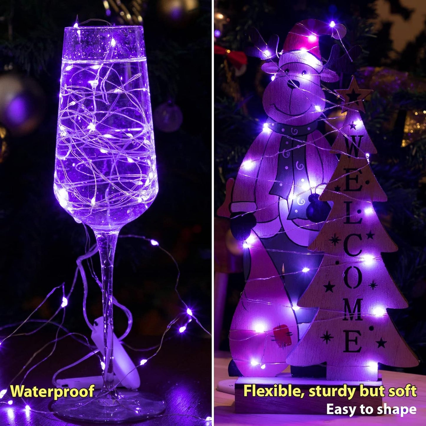 12 Pack 7ft 20LED HXWEIYE Fairy Lights Battery Operated, Mini Twinkle String Light for Mason Jar DIY Wedding Table