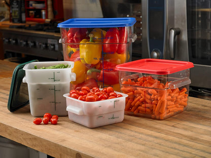 Carlisle FoodService Products Square Food Storage Container 4 Quarts White (Pack of 6) for Catering Buffets Restaurants