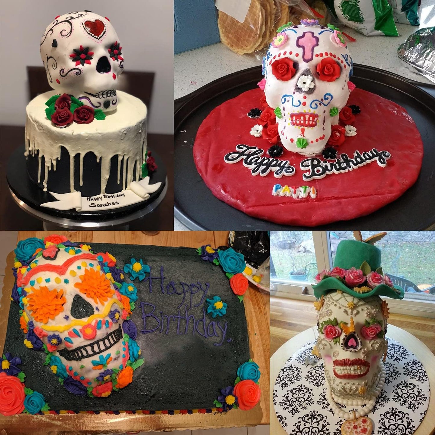 JETKONG Extra Large Silicone Skull Cake Mold, Haunted Skull Baking Cake Pan for Halloween and Birthday Party