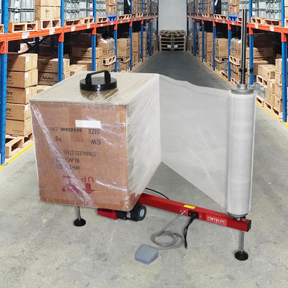 Electric Stretch Film Wrapping Bench,Film Dispenser Wrap Machine,Heavy Duty Film Wrapper Table Pallet Box Shrink for 12-28in Film, 110V