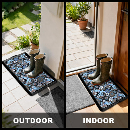 BEHERO Boot Tray Shoe Mat Decorative Patterned, Rubber Shoe Matt Tray Indoor/Outdoor Use, 16" x27.5" Shoe Cleaning Mat Non-Slip, Shoe Storage Waterproof Flower Prints for Entryway, Velvet Bloom