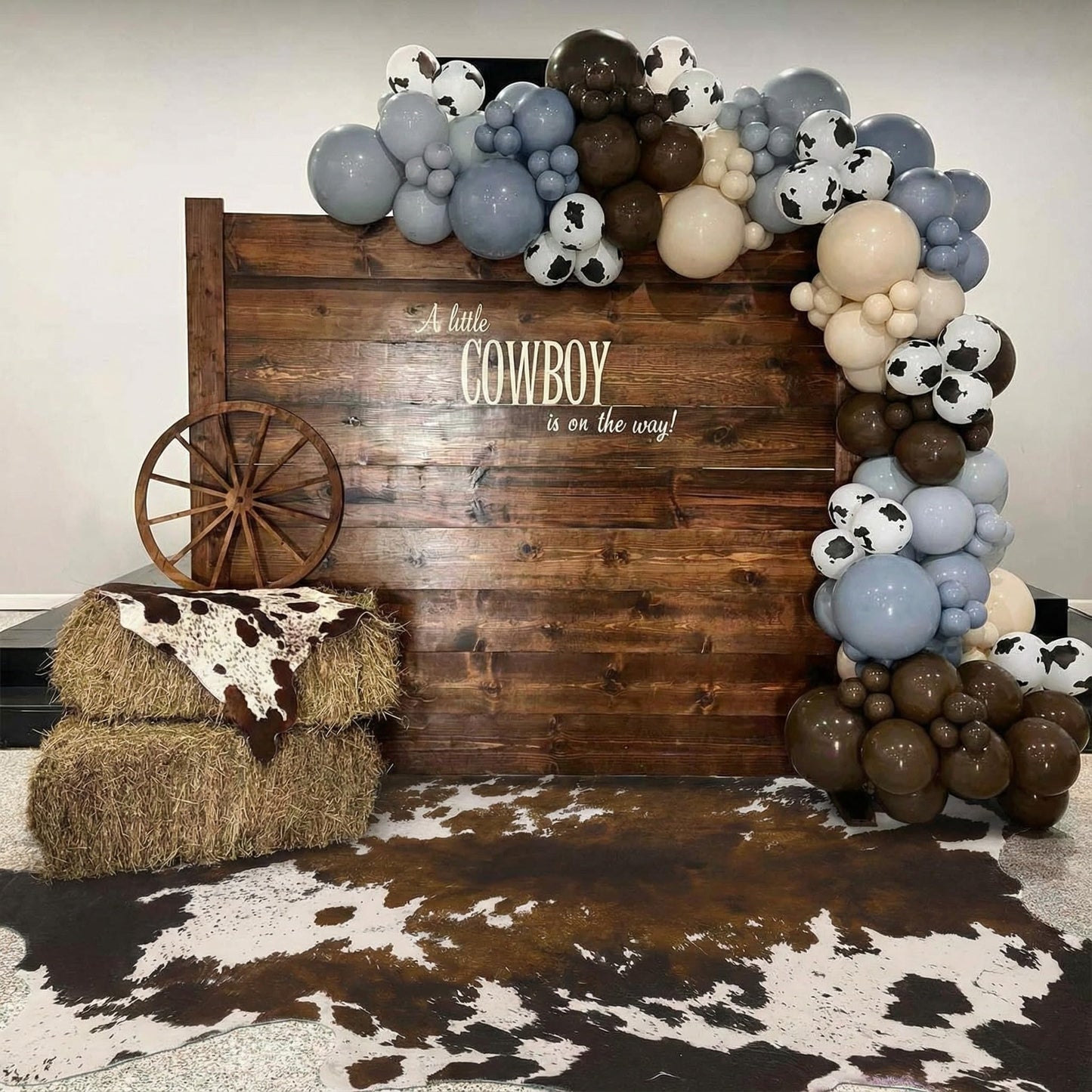 Breling 59" x 79" Western Party Decoration Faux Cowhide Rug Western Animal Flannel Cow Print Rug Farmhouse Rustic Home Decor for West Theme Birthday Party Supplies Bedroom Decor(Brown,Elegant Style)
