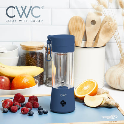 COOK WITH COLOR Mini Portable Blender - 250W Power, 12oz Capacity, Stainless Steel Blade, Wireless/USB Rechargeable, Grey