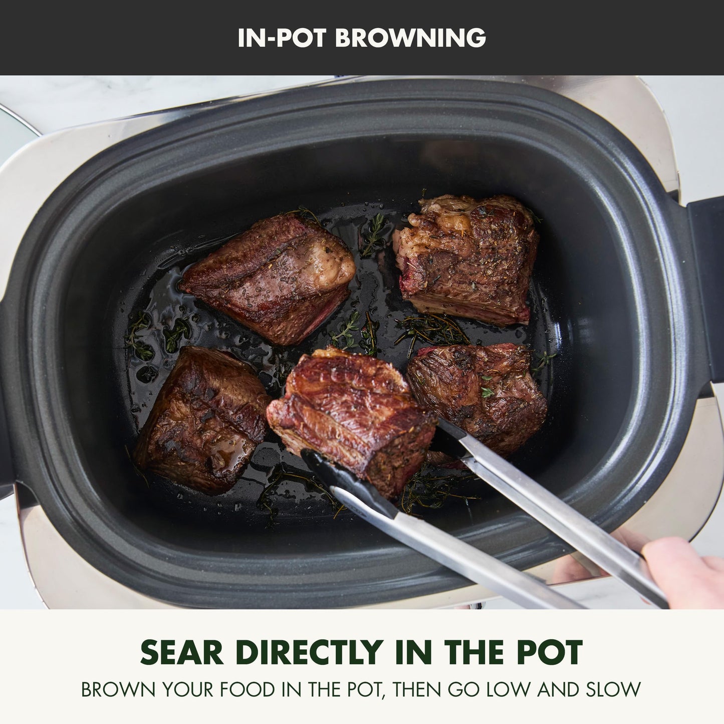 GreenPan Elite 14-in-1 Nonstick 6QT Electric Slow Cooker, PFAS-Free Ceramic Multi-Cooker, In-Pot Browning, Dishwasher Safe Lid & Removable Crock, Stainless Steel Steamer, Silicone Handles, Black