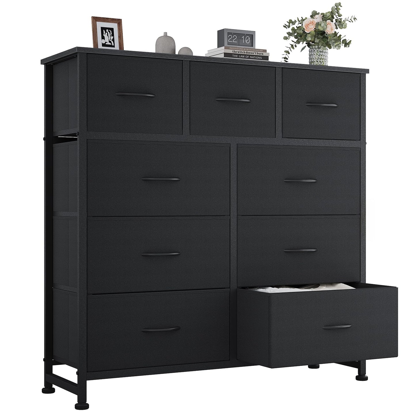 OLIXIS 9 Drawers Storage Organizers Units, Closet Organizers and Storage for Clothes, Fabric Storage Drawer for Living Room, Chest of Dresser in 39.4" D x 11.8" W x 39.9" H, Black