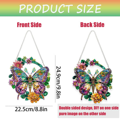 Yunzlly DIY Hanging Diamond Art Ornament Kit Butterfly, Special Crystal Double Sided Diamonds Painting Pendant for Adults, Acrylic Gem Painting Board Kit