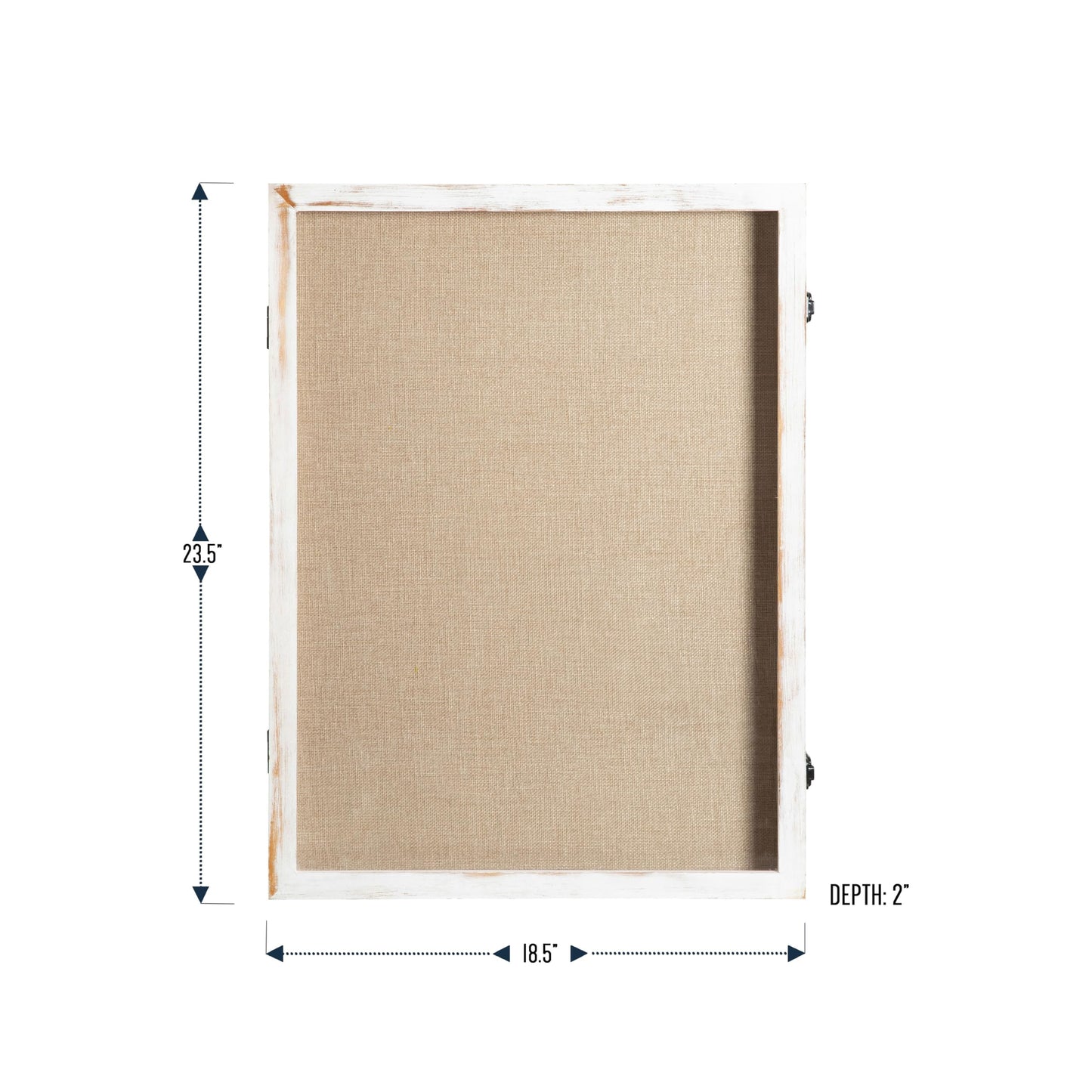 HBCY Creations 18x24 Whitewash Wood Shadow Box Display Case - Solid Wood with Acrylic Window - Security Latch - for Mementos and Keepsakes