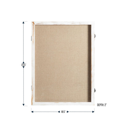 HBCY Creations 18x24 Whitewash Wood Shadow Box Display Case - Solid Wood with Acrylic Window - Security Latch - for Mementos and Keepsakes