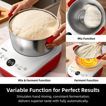 AIZIYO DoughChief, 5.3QT Dough Mixer, Dough Maker with Ferment Function, Touch Panel Control, 304 Stainless Steel Bowl, Removeable lid, Dough Proofing Box for Pizza, Bread, Pasta & Mochi