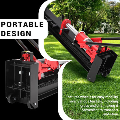 FinerFurnis 12 Ton Manual Hydraulic Log Splitter - Heavy Duty Steel Firewood Cutter - Horizontal Full Steel Beam, Spring-Loaded Return, Built-in Wheels, Portable Wood Splitter for Firewood - Firewood