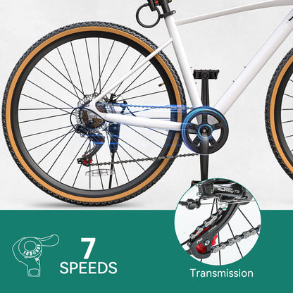 YITAHOME 28 Inch Road Bikes, Lightweight Aluminum Bicycles for Men Women Adults, 700C Bicycle with Dual Disc Brake, 7 Speed Commuter Bike with Cup Holder