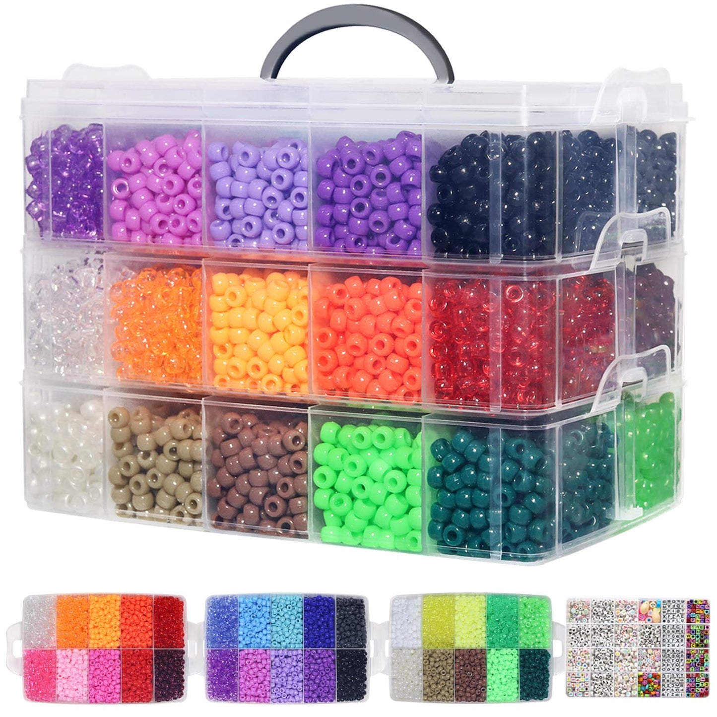 LIS HEGENSA 30 Color 12800PCS+ Kandi Pony Beads Bulk,Bead for Necklace Jewelry Making Hair Braiding Keychain Bracelets Making Kits,Pet Art Beads for Crafts Braids Girls