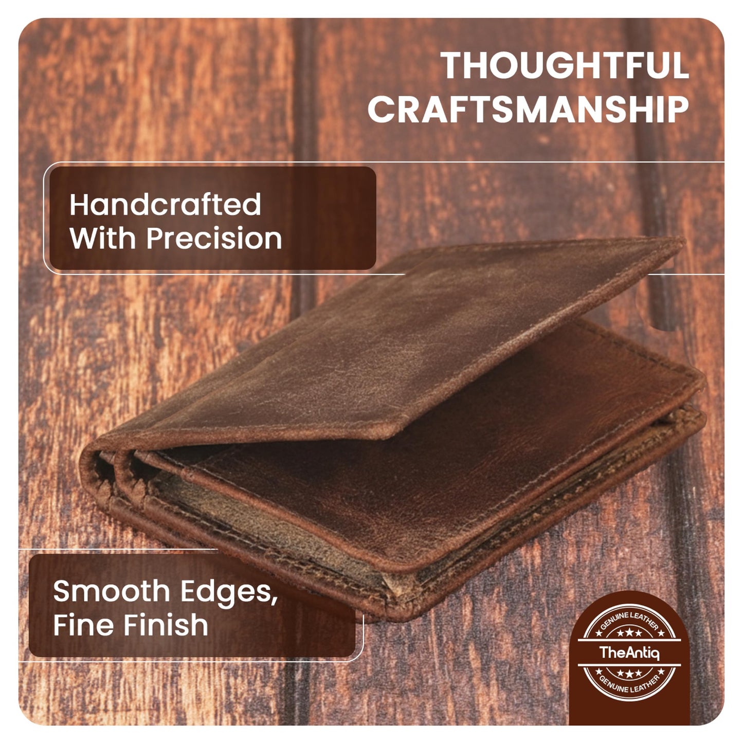 TheAntiq Leather Men Wallet, Business Card Case Expandable Bifold Card Holder for Men and Women Men's Purse RFID Wallet for Men- Brown