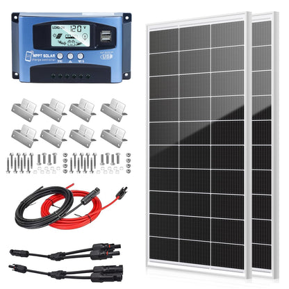400 Watt Solar Panel Kit with High Efficiency Monocrystalline 200 Watt 2pcs Rv Solar Panels and 30a MPPT Charge Controller for 12 Volt System Battery and Inverter (400w kit)