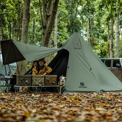 OneTigris Northgaze Canvas Hot Tent with Stove Jack, Wind-Proof Flame-Retardant, Durable 4 Season Camping Pyramid Teepee Tent for 2-4 Person (OD Green)