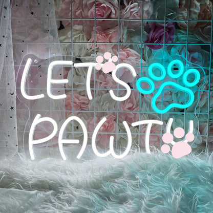 Let's Party Neon Sign, LED Neon Lights for Bedroom Wall Decor, Art Decorative Lights for Bachelorette Party, Engagement Party, Birthday Party, Living Room, Gamer Room Decor Aesthetic (Warm White)