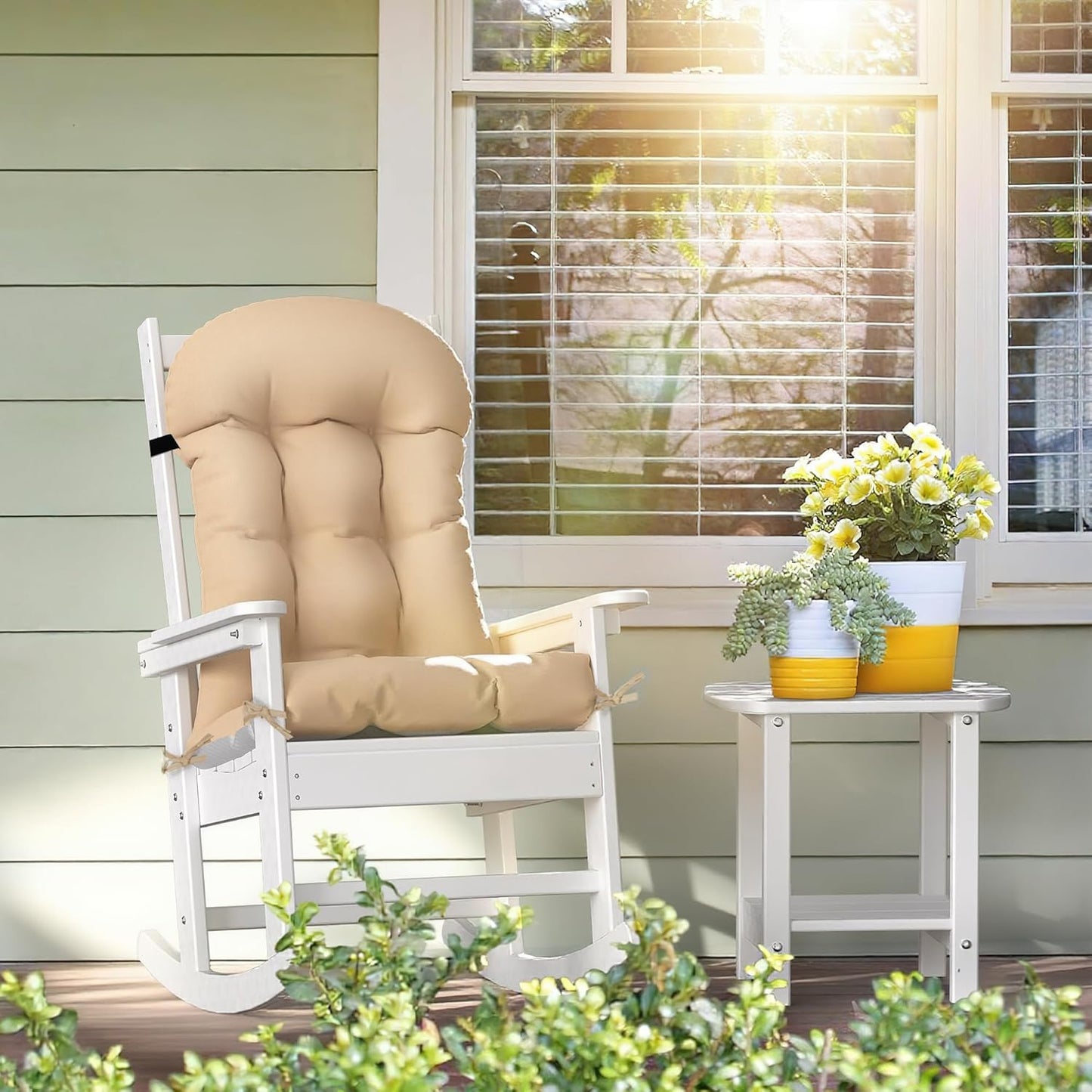 47x19.6x4 Inch, Adirondack Chair Cushion, Extra Thick High Back Rocking Chair Cushion Folding Patio Pads with Ties