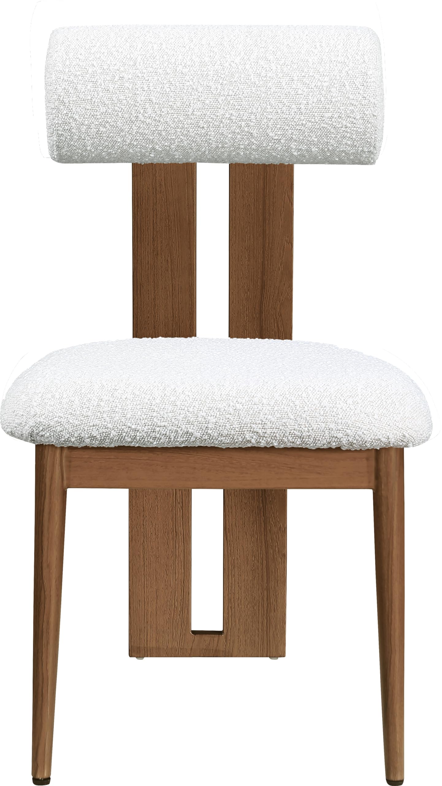 Meridian Furniture 916Cream-C Dario Collection Modern | Contemporary Dining Chair with Rich Cream Boucle Fabric, Dark Walnut Wood Look Metal Frame, 19.5" W x 24.5" D x 33.5" H, Cream, Set of 2