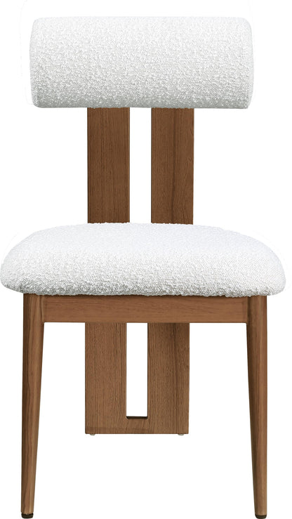 Meridian Furniture 916Cream-C Dario Collection Modern | Contemporary Dining Chair with Rich Cream Boucle Fabric, Dark Walnut Wood Look Metal Frame, 19.5" W x 24.5" D x 33.5" H, Cream, Set of 2