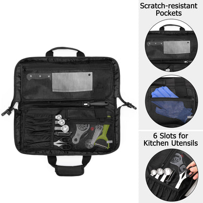 samdew Chef Knife Bag with Lockhole & 17 + 6 Slots, Chef Bag for Knife Storage, Travel Knife Roll for Professional Chefs, Knife Carrying Case Knife Carrier for Kitchen Utensils, Bag Only