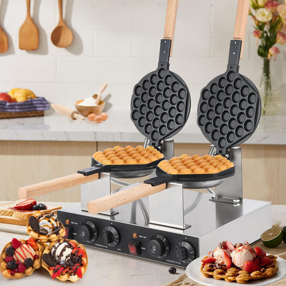 Garvee Electric Bubble Waffle Maker, 2800W Round Waffle Iron Bubble Waffle Maker Non-Stick Egg Machine for Home and Commercial Use, Double