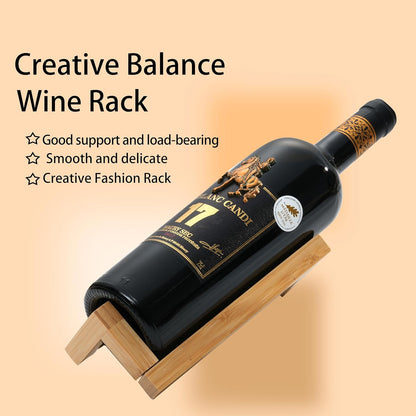 Single Wine Bottle Holder, Personalized Bamboo Stand for Table Top Wine Rack, Countertop Organizer