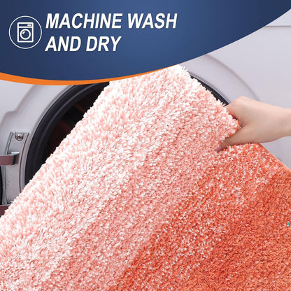 OLANLY Bathroom Rugs - Extra Soft Microfiber Mat with Rubber Backing | Quick Dry, Machine Washable, Coral 34x21