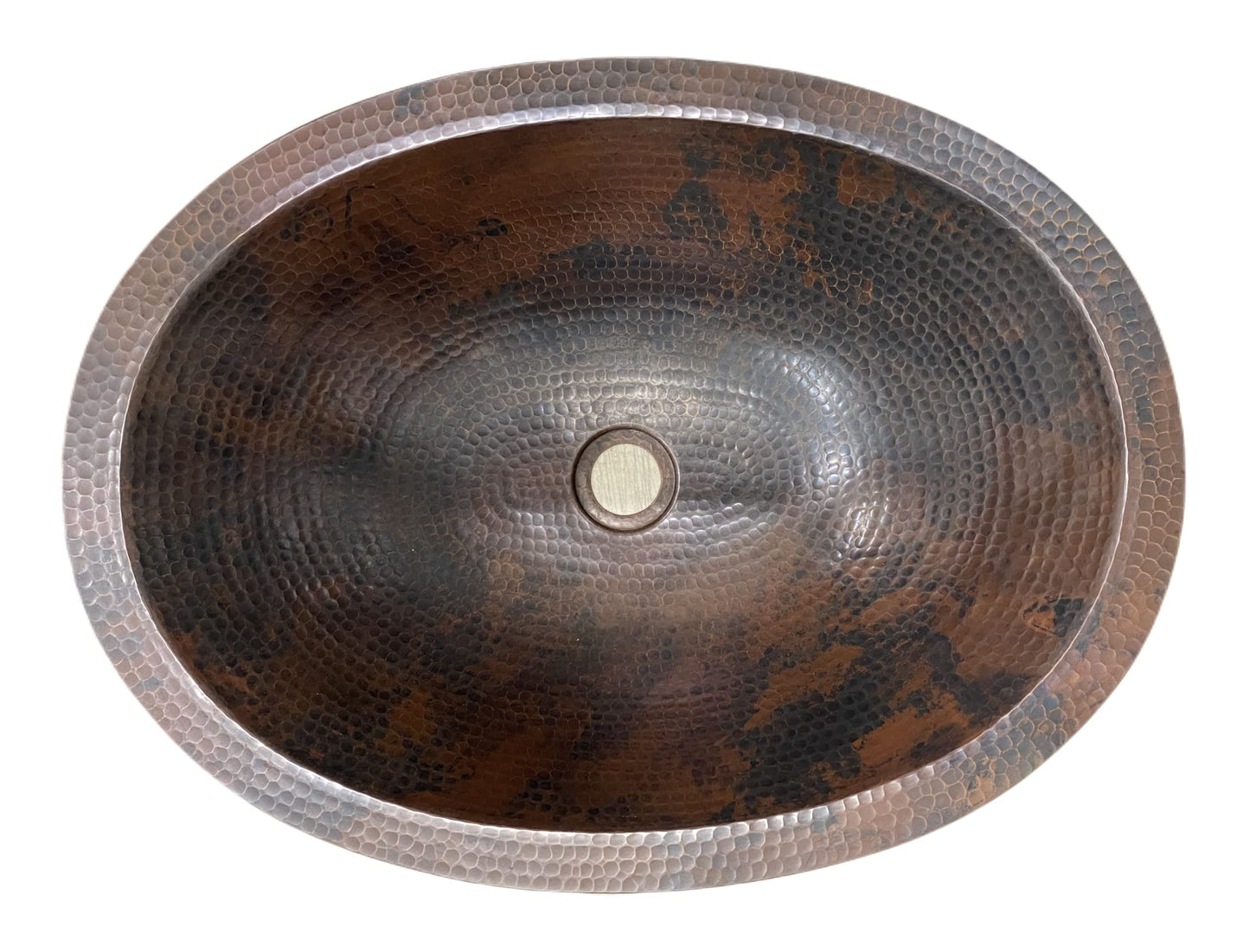 Simply Copper 19" Rustic Oval Copper Bathroom Sink Undermount or Drop-In