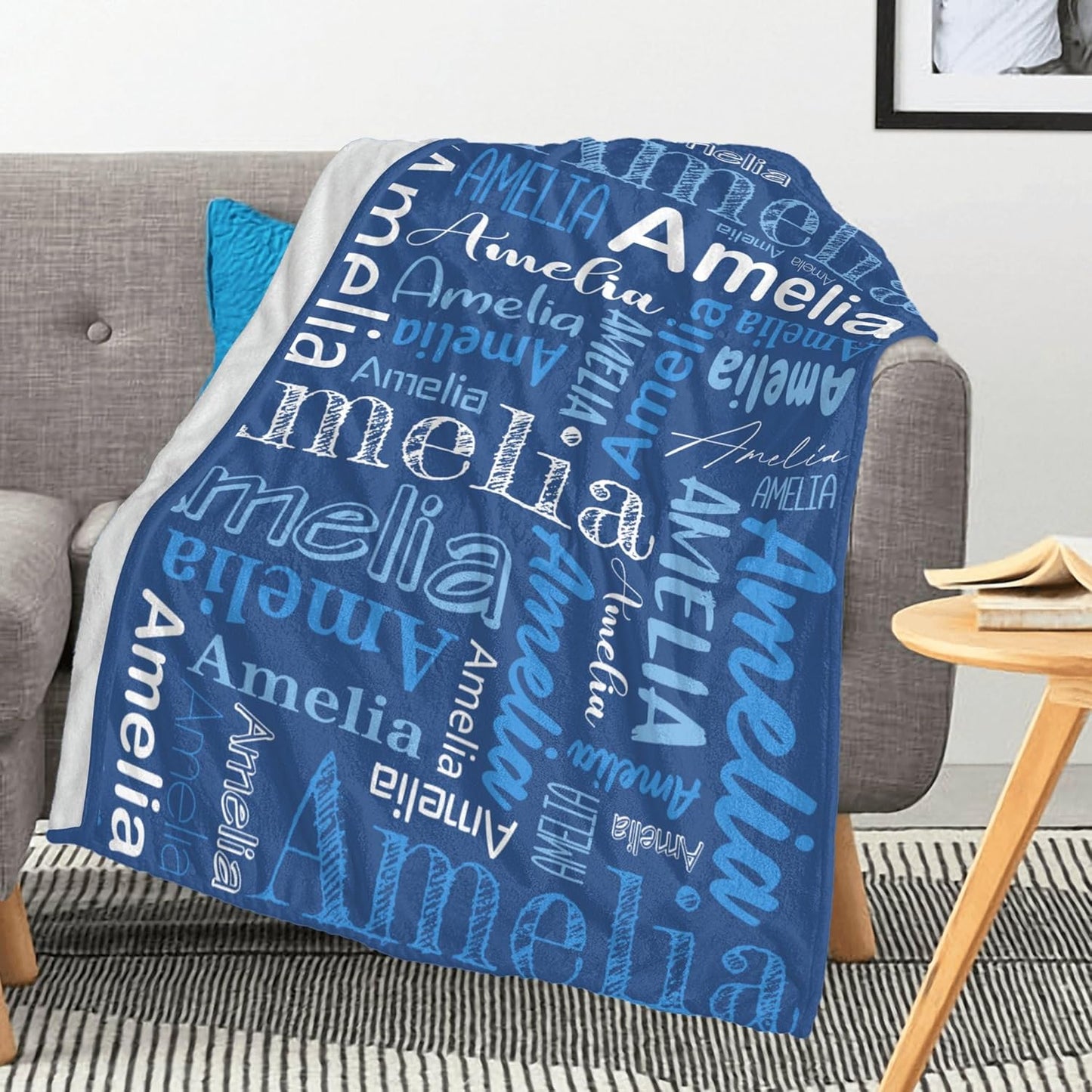 Vsmoedb Custom Baby Blanket with Name, Custom Name Blanket for Boys Girls, Personalized Blankets for Birthday Christmas