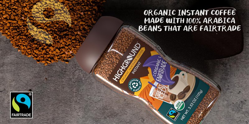 Highground Organic Regular Instant Coffee, Vegan, 3.53 Ounces (Pack Of 6)