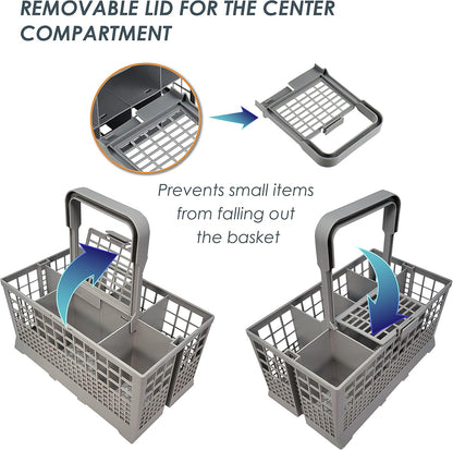 Dishwasher Cutlery Basket - Fits Most Brands (9.5 x 5.4 x 4.8 inches) for Utensil Organizer Caddy