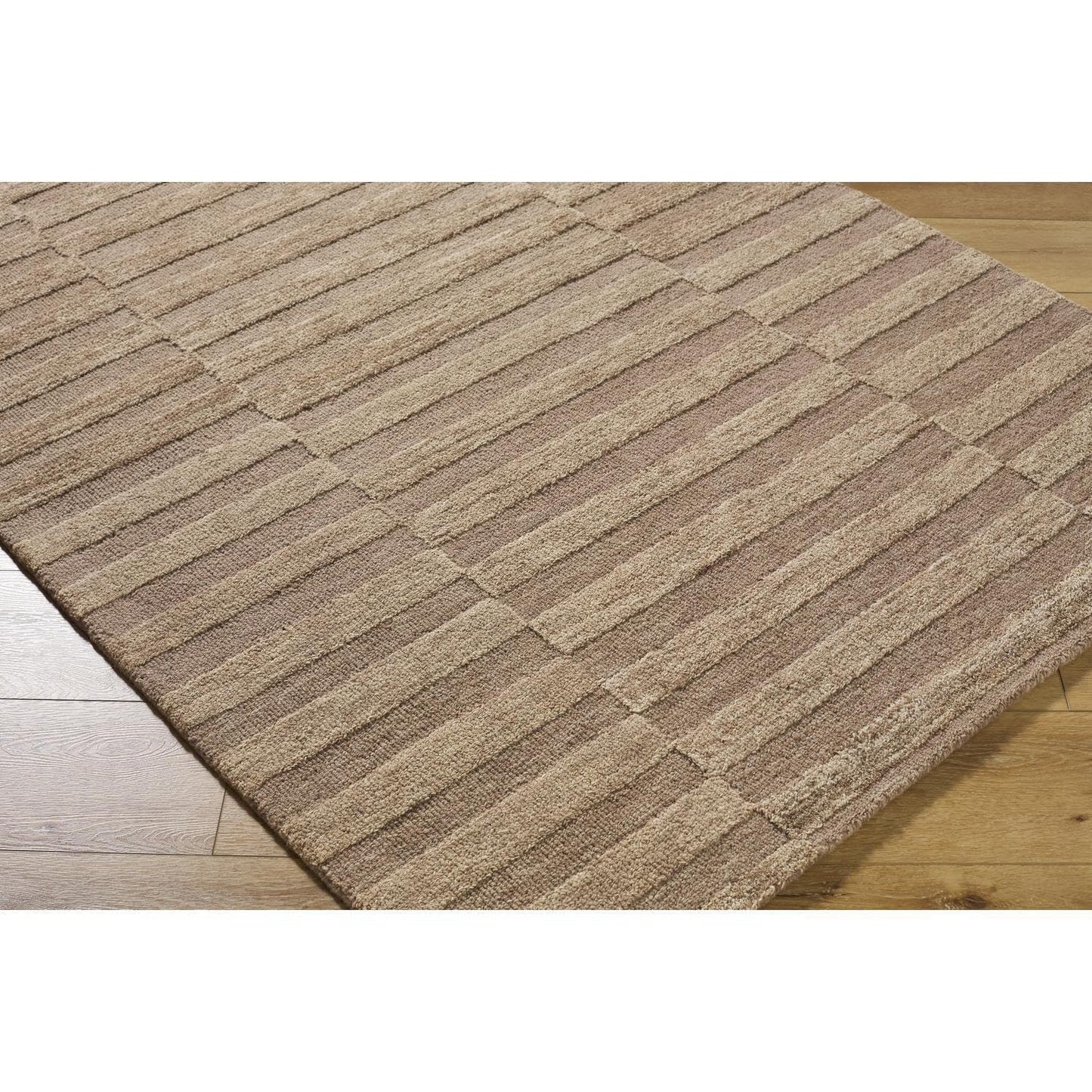 Livabliss x Our PNW Home Area Rugs - 8x10 Idaho Modern Brown Rug for Living Room Bedroom - Large 100% Wool Hand Tufted Beige Sandstorm Carpet for Home Office, Kitchen and Dining Room (8' x 10')