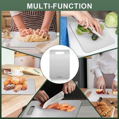 Stron-Dura Cutting Board, Stainless Steel Cutting Board, Foodgrade Cutting Boards for Kitchen, Titanium Cutting Board for Meat,Fruit, Vegetables, Double Side Use, Odor free, L, 15" *11"